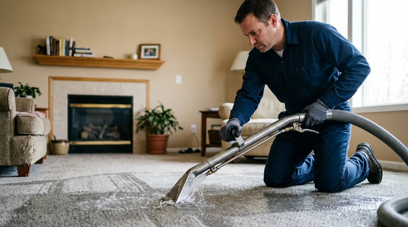 Water damage restoration technician working near Sheldon, ND